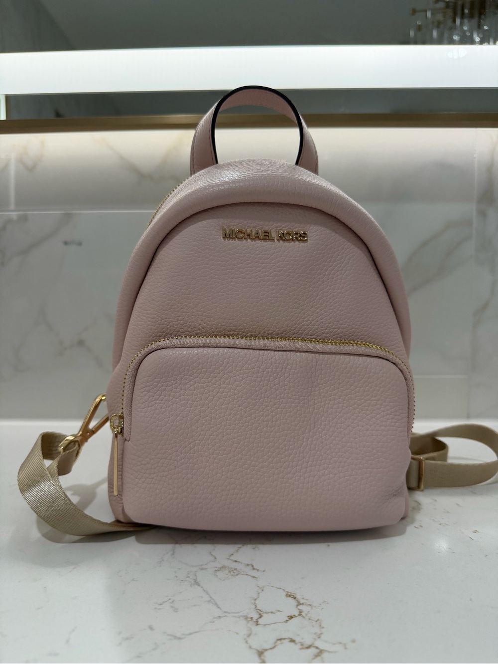 Michael Kors Blush Pink Pebbled Leather Mini Backpack
